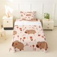 thumbnail image 1 of Erosebridal Cartoon Capybara Animal Twin Sheet Sets 3pcs For Child Boys Girls,Pink Flowers Bedding For Kids,Ultra Soft Home Decor, 1 of 5