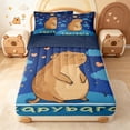 thumbnail image 1 of Erosebridal Cartoon Capybara Animals Zipper Twin Comforter Sets with Fitted Sheet and 2 Pillowcases,Night Moon Heart Art Zipper Bedding Set For Girls,Navy Blue Reversible,4 Pieces, 1 of 7