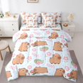 thumbnail image 1 of Erosebridal Cartoon Capybara Bedding Comforter Set 7 Pieces For Kids,Pink Flowers Green Leaves Full Bedding Set For Boys Girls,Super Cozy Room Decor, 1 of 6