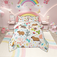 thumbnail image 1 of Erosebridal Cartoon Capybara Comforter Set Brown Capybara Twin Bedding Set Cute Leaves Floral Animal Quilt Comforter Woodland Botanical Butterfly Bird Bed Duvet Set Room Decor, 1 of 7
