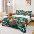 thumbnail image 1 of Erosebridal Cartoon Capybara Full Size Sheets for Kid, Blossoms Flower Bed Sheets, Green, 4-Piece, 1 of 5