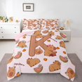thumbnail image 1 of Erosebridal Cartoon Capybara K Letter Monogrammed Queen Comforter Set 3pcs For Kids Boys Girls,Cute Animal Funny Food Bedding Comforter Set,Pink Reversible, 1 of 7