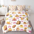 thumbnail image 1 of Erosebridal Cartoon Capybara Kid Bedding Comforter Set, Pink Princess Bowknot Queen Bedding Sets, 7pcs, 1 of 7