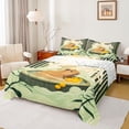 thumbnail image 1 of Erosebridal Cartoon Capybara Queen Sheet Sets for Kids, Green Tree Leaf Bed Set, 4-Piece, 1 of 5