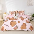thumbnail image 1 of Erosebridal Cartoon Capybara R Letter Monogrammed Duvet Cover Set For Kids Boys Girls,Cute Animal Funny Food Bedding Full,3-Piece,No Comforter,Pink Reversible, 1 of 6