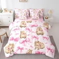 thumbnail image 1 of Erosebridal Cartoon Capybara Twin Bedding Sets 7-Piece For Kids,Pink Ribbon Bow Tie Bedding Comforter Set For Children Boys Girls,Pink Reversible, 1 of 6