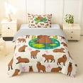 thumbnail image 1 of Erosebridal Cartoon Capybara Twin Comforter Sets 3-Piece For Kids,Kawaii Pink Ribbon Bowknot Bedding Set For Boys Girls,Grey Reversible, 1 of 7