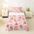thumbnail image 1 of Erosebridal Cartoon Capybara Twin Sheet Sets For Kids,Pink Cherry Blossom Bedding For Cute Animals Lover 3-Piece, 1 of 6