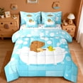 thumbnail image 1 of Erosebridal Cartoon Capybaras 7 Pieces Bedding Comforter Set For Capybara Lovers,Funny Mouse Rodent Kawaii Yellow Duck Full Bedding Set For Kids Reversible, 1 of 7