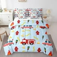 thumbnail image 1 of Erosebridal Cartoon Car Bedding Queen Size,Fire Truck Comforter Sets with Sheets,Breathable Bedding Sets Queen Size,Firefighter Car Decor,7 Pieces, 1 of 6