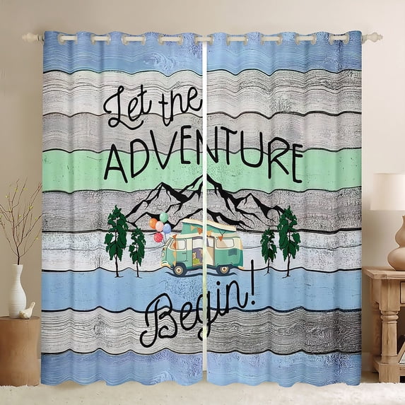 Erosebridal Cartoon Car Curtains and Drapes (38Wx54L),Happy Camping Blackout Curtains for Bedroom,Lodge Cabin Curtains Pack of 2 (38Wx54L),Boys Bedroom Decor