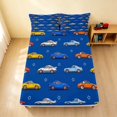 thumbnail image 1 of Erosebridal Cartoon Car Fitted Sheet, Blue Background Queen Bedding, Blue Cartoon Cars 3-Piece 1 Fitted Sheet and 2 Pillowcases, 1 of 6