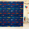 thumbnail image 1 of Erosebridal Cartoon Car Shower Curtain 72Wx72L, Sports Car Bathroom Curtain, Navy Blue, 1 of 5