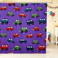 thumbnail image 1 of Erosebridal Cartoon Car Shower Curtain 72Wx84L, Automobile Bathroom Shower Curtain, Purple Blue, 1 of 5
