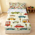 thumbnail image 1 of Erosebridal Cartoon Car Zipper Queen Comforter Set with Fitted Sheet and 2 Pillowcases, Automobile Zipper Bedding Set, Cream White, Polka Dots Reversible, 1 of 7