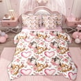 thumbnail image 1 of Erosebridal Cartoon Cat Animal Twin Bedding Sets 7-Piece, Pink Love Heart Bedding Comforter Set, 1 of 7