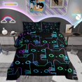thumbnail image 1 of Erosebridal Cartoon Cat Bedding Twin Cute Black Cat Comforter Set Gradient Line Kitten Comforter, 3D Neon Rainbow Cat Bedding for Teens Adults Room Decor, 2Pcs Comforter, 1 of 6