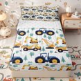 thumbnail image 1 of Erosebridal Cartoon Construction Vehicle Pattern Zipper Full Size Comforter Sets with Fitted Sheet and 2 Pillowcases,Kawaii Truck Zipper Bedding Set,Yellow Blue White,Reversible, 1 of 6