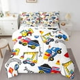 thumbnail image 1 of Erosebridal Cartoon Construction Vehicles Bed in a Bag Twin Size, Bulldozer Tractor Truck Bed Set, Reversible 7 Pieces, 1 of 4