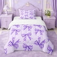 thumbnail image 1 of Erosebridal Cartoon Cute Bowtie Twin Comforter Sets For Girls,Purple Bow Tie Print Theme Kids Bedding Set,Reversible,2-Piece, 1 of 7