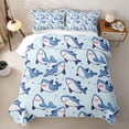 thumbnail image 1 of Erosebridal Cartoon Cute Shark Quilt Full,Blue Ocean Bubble Kawaii Marine Animal Print Full Bedspread Sets For Boys,3 Pieces, 1 of 7