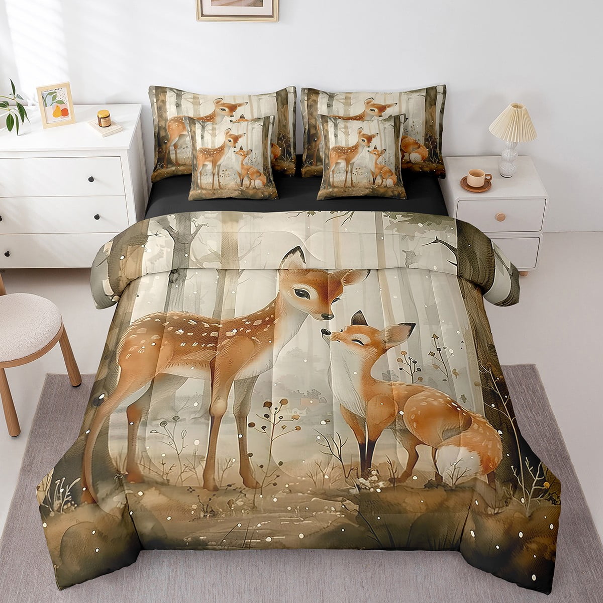 Erosebridal Cartoon Deer Bed In A Bag Full Size Woodland Animal Bed Set erosebridal-cartoon-deer-bed-in-a-bag-full-size-woodland-animal-bed-set