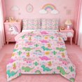 thumbnail image 1 of Erosebridal Cartoon Dino Queen Comforter Set For Girls,Kawaii Dinosaur Green Cactus Bedding Comforter Set For Girl, Reversible 3-Piece, 1 of 7