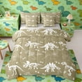 thumbnail image 1 of Erosebridal Cartoon Dinosaur Print Bedding Comforter Set for Kids, Olive Green White King Bedding Sets, 1 of 6