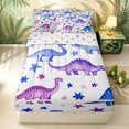 thumbnail image 1 of Erosebridal Cartoon Dinosaur Zipper Full Size Comforter Sets with Fitted Sheet and 2 Pillowcases for Boys Men, Kawaii Star Print Zipper Bedding Set, Purple Blue, Polkadot Reversible, 4pcs, 1 of 7
