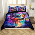 thumbnail image 1 of Erosebridal Cartoon Dog Bedding Twin Size Watercolor Animal Duvet Cover, Psychedelic Galaxy Stars Comforter Cover Rainbow Graffiti Bed Set, Trippy Nebula Cosmos Quilt Cover, 1 of 6