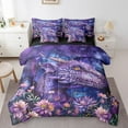 thumbnail image 1 of Erosebridal Cartoon Dragon Bed in a Bag Queen Size,Purple Botanical Flower Bed Set,Western Magic Animal Bedding Queen Size For Teens, Super Cozy Room Decoration Reversible,7 Pieces, 1 of 6