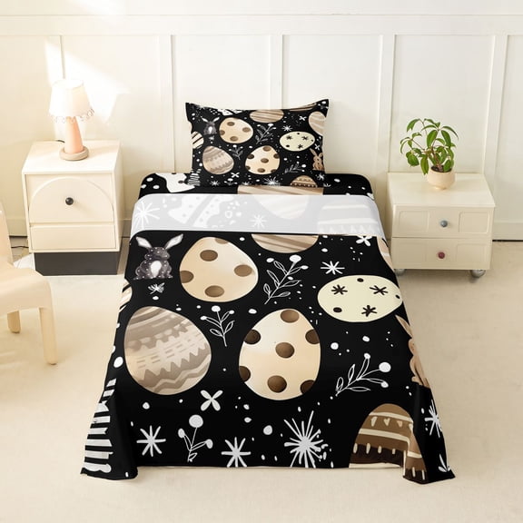 Erosebridal Cartoon Easter Eggs Twin Sheet Sets,Funny Bunny Rabbit Bedding For Kids Girls 3pcs