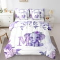 thumbnail image 1 of Erosebridal Cartoon Elephant Bedding Sets Twin Size,Initial Letter M Comforter Sets with Sheets,Plant Floral Bed in a Bag Twin Size For Kids,Breathable Room Decorative Reversible,7-Piece, 1 of 7