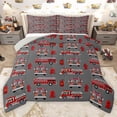 thumbnail image 1 of Erosebridal Cartoon Fire Engine Full Size Comforter Sets, Truck Theme Bedding Sets for Boys, Red Gray, Gray Reversible, 1 Comforter and 2 Pillowcases, 1 of 6