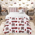 thumbnail image 1 of Erosebridal Cartoon Fire Engine Queen Duvet Cover Set, Truck Theme Bedding for Boys, Red White, Reversible, 1 Duvet Cover and 2 Pillowcases (No Comforter), 1 of 5