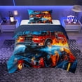 thumbnail image 1 of Erosebridal Cartoon Fire Truck Twin Comforter Sets for Kids Boys, , Navy Reversible, 1 Comforter and 1 Pillowcase, 1 of 6