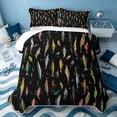 thumbnail image 1 of Erosebridal Cartoon Fish Twin Quilt Set, Cute Wildlife Twin Coverlet Set, Black Reversible 2-Piece, 1 Bedspread and 1 Pillowcase, 1 of 7