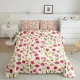 thumbnail image 1 of Erosebridal Cartoon Floral Comforter Sets King Size, Hot Pink Comforters & Duvets, Tulip Room Decor, Reversible 3pcs, 1 of 7