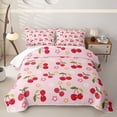 thumbnail image 1 of Erosebridal Cartoon Fruit Cherry Bed Spread Queen for Girls, Kawaii Groovy Flower Queen Coverlet Set, 3pcs, 1 of 7
