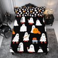 thumbnail image 1 of Erosebridal Cartoon Ghost Pumpkin Fitted Sheet Queen 3-Piece,Happy Halloween Bedding,Black White,1 Fitted Sheet and 2 Pillowcases, 1 of 6