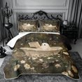 thumbnail image 1 of Erosebridal Cartoon Ghost Reading Twin Quilt Set 2 Pieces,Halloween Flowers Butterflies Twin Coverlet Set,Green,1 Bedspread and 1 Pillowcase, 1 of 7