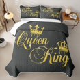 thumbnail image 1 of Erosebridal Cartoon Gold Crown Quilt Full,Queen And King Sparkle Print Full Bedspread Sets For Girls,3-Piece, 1 of 7