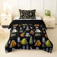 thumbnail image 1 of Erosebridal Cartoon Guitar Tent Mushroom Twin Comforter Sets 3-Piece For Kids Boys Girls,Teens Adventure Theme Bedding Set,Black Reversible, 1 of 6