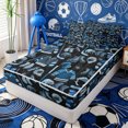 thumbnail image 1 of Erosebridal Cartoon Hockey Gear Print Zipper Full Size Comforter Sets with Fitted Sheet and 2 Pillowcases,Jersey Helmet Skate Navy Background Accent Zipper Bedding Set,4pcs,Black Reversible, 1 of 6