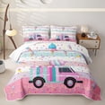 thumbnail image 1 of Erosebridal Cartoon Ice Cream Twin Quilt Set for Girls, Rainbow Stripe Twin Coverlet Set, 2pcs 1 Quilt and 1 Pillowcase, 1 of 7