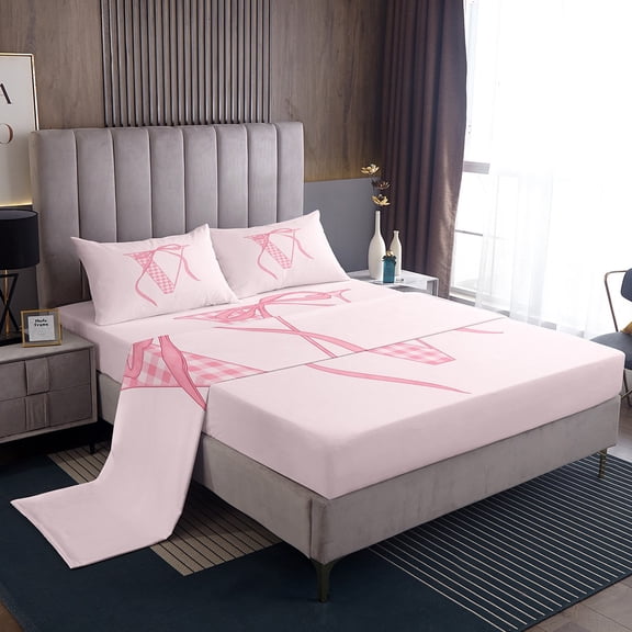 Erosebridal Cartoon Initial V Twin Sheet Sets, Kawaii Ribbon Bedding Twin Size, Teens Princess Decor