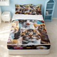 thumbnail image 1 of Erosebridal Cartoon Kitten Zipper Twin Comforter Sets with Fitted Sheet and 2 Pillowcases, Kawaii Floral Zipper Bedding Set, Reversible, Bright Yellow White, Reversible, 1 of 7