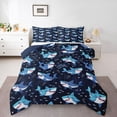 thumbnail image 1 of Erosebridal Cartoon Marine Shark Full Size Comforter Sets 3 Pieces For Kids Children,Kawaii Ocean Animal Bedding Sets For Boys Girls,Navy Blue Reversible, 1 of 6