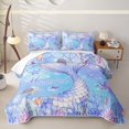 thumbnail image 1 of Erosebridal Cartoon Mermaid Bed Spread Queen for Boys Girls, Blue Ocean Fish Tail Queen Coverlet Set, 3-Piece, 1 of 7