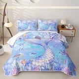 Erosebridal Cartoon Mermaid Bed Spread Queen for Boys Girls, Blue Ocean ...